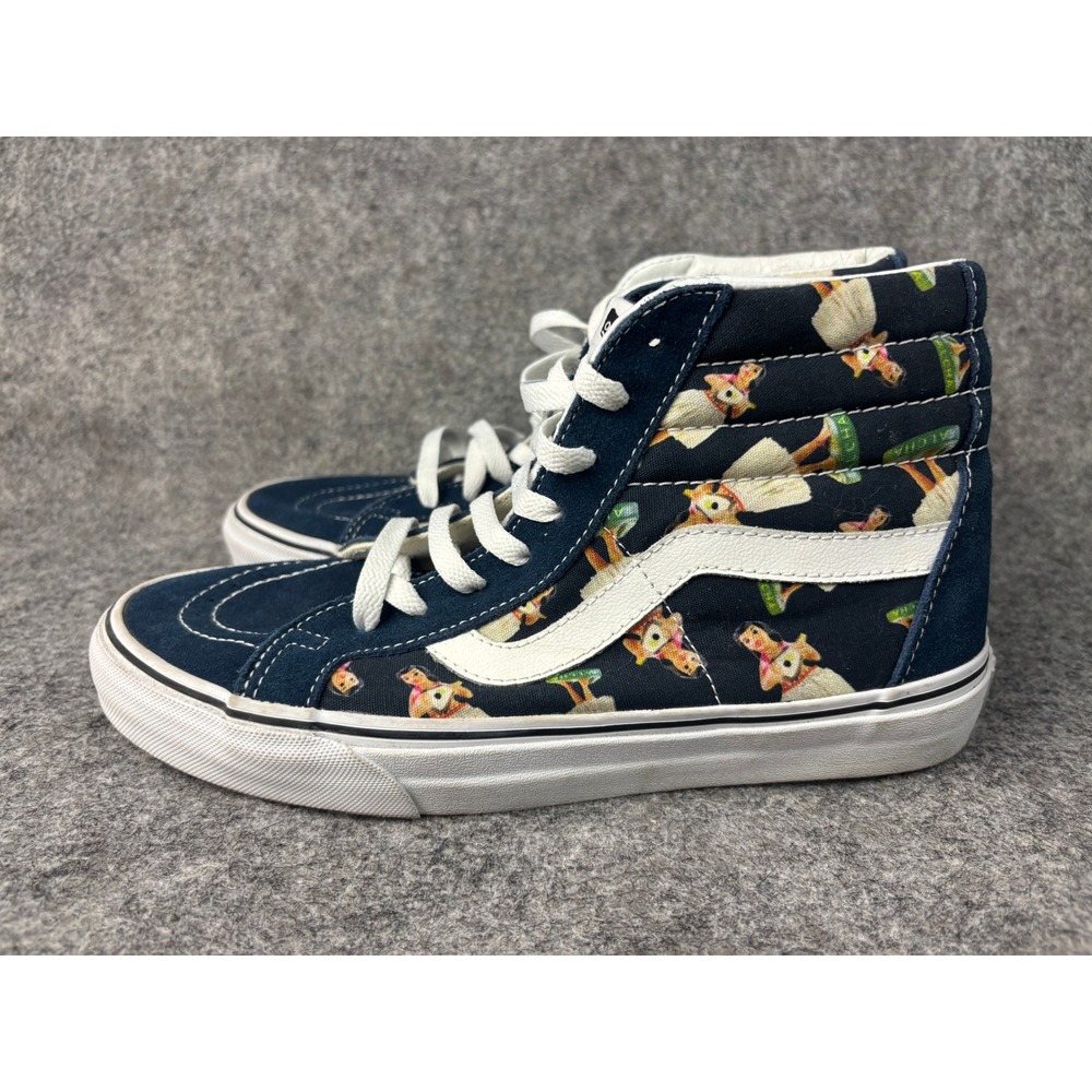 Vans Sk8-Hi Shoes Womens 9.0 Navy Blue Hula Dancer Print High Top Sneakers